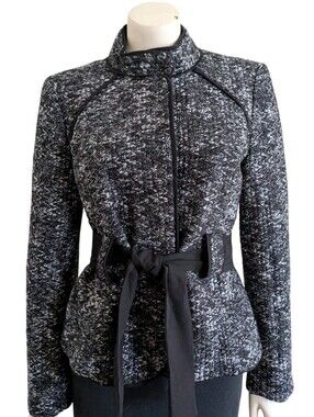 Sandro Sportswear Tweed Belted Blazer Size Medium